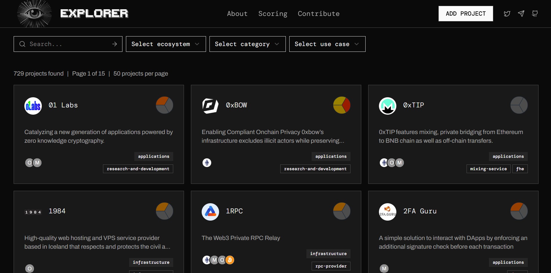 Web3Privacy Now Explorer